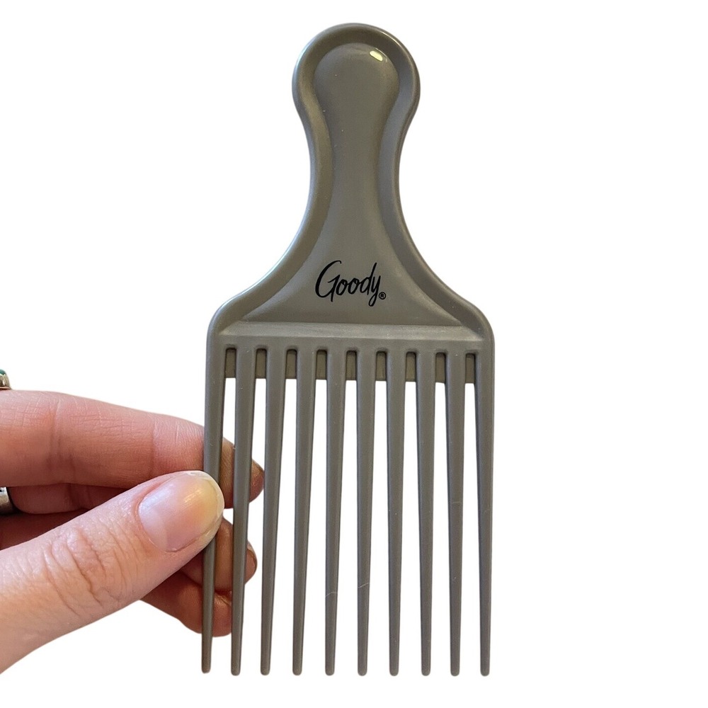 Vintage Goody Plastic Silver Textured Hair Pick Comb‎ Lift